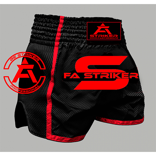 Short Thaï Brodé FASA Noir Rouge